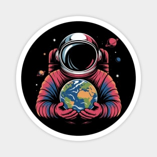 Astronaut Holding Earth Planet Space Galaxy For Earth Day Magnet